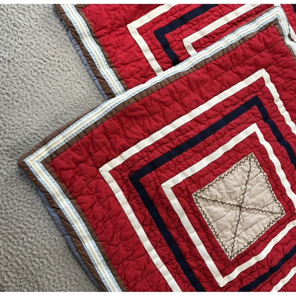 Set of 2 Pottery Barn Kids Junior Varsity Sports Quilted Euro Shams